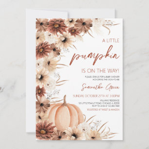 Invitation Petite fille Rustique Baby shower Citrouille