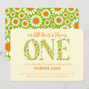Invitation Petite Fleur Mignonne Daisy Premier Anniversaire