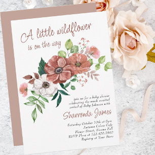 Invitation Petite Fleur Sauvage Fête Prénatale de Fleurs d'Au