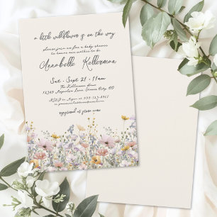 Invitation Petite Fleur Sauvage Fête Prénatale Florale