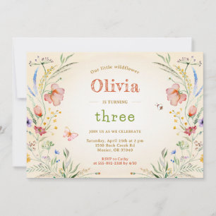 Invitation Petite Fleur Sauvage Fille Fleuriste Enfant Annive