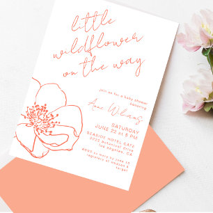 Invitation Petite Fleur Sauvage Rose Baby Shower Manuscrit