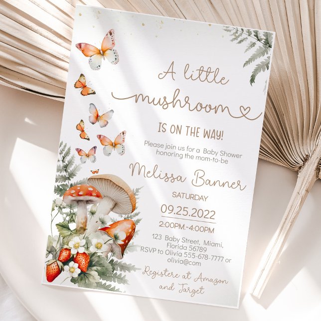 Invitation Petite forêt de Baby shower de champignons (fall baby shower, woodland baby shower, rustic baby shower, little mushroom baby shower, gender neu)