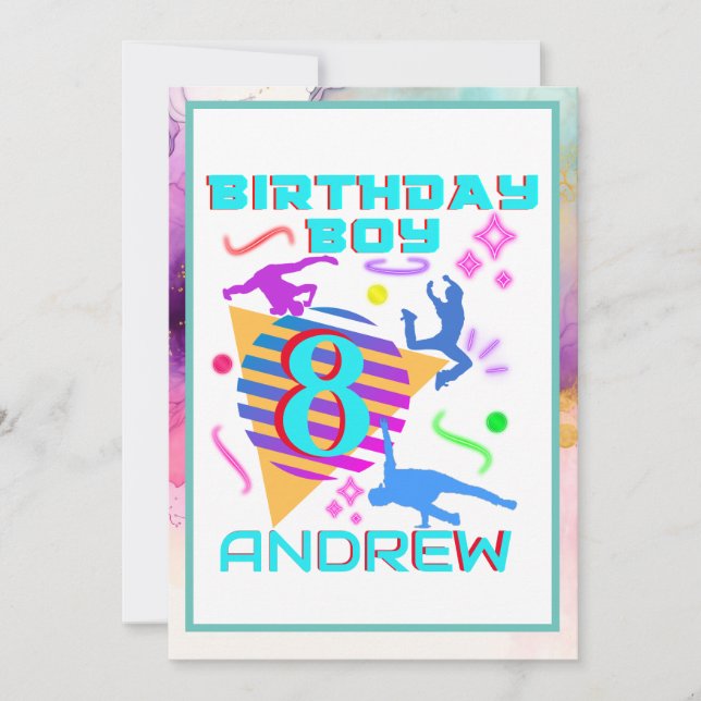 Invitation Petite Hip hop Danse Anniversaire Garçon Correspon (Devant)