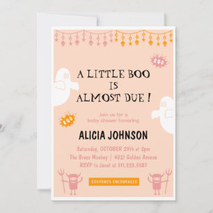 Invitation Petite hulotte Fête prénatale Halloween bébé orang