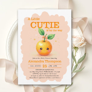 Invitation Petite Illustration de Ruban Orange Mignon Baby Sh