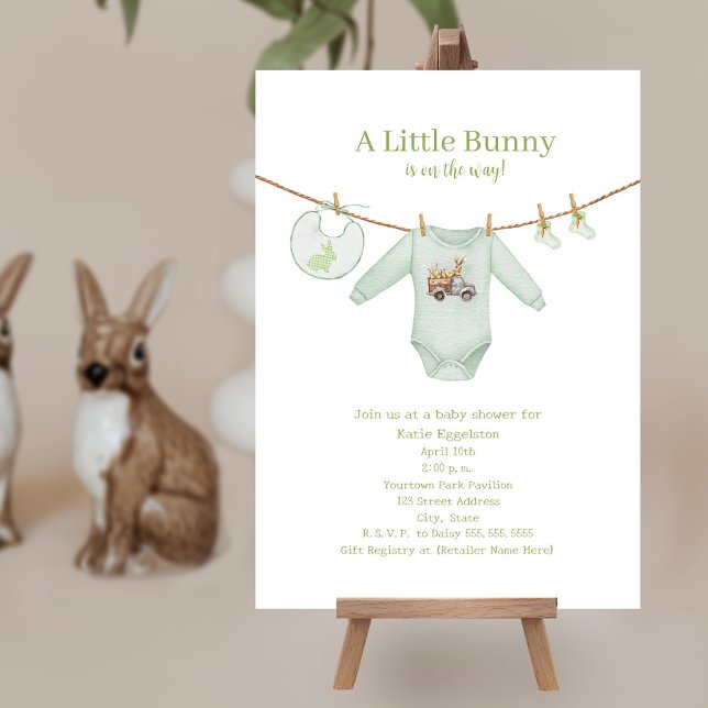 Invitation Petite lapin Vêtements de Pâques Baby shower Garço (Créateur téléchargé)
