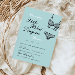Invitation Petite lingerie noire dentelle noire turquoise 
