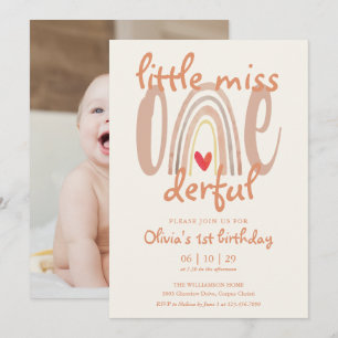 Invitation Petite Mademoiselle Merveilleux Anniversaire de 1 