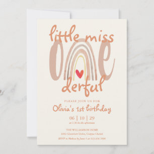 Invitation Petite Mademoiselle Onederful Boho Rainbow 1er Ann