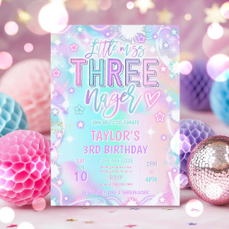 Invitation Petite Mademoiselle Trois-nage Arc-en-ciel Pastel 