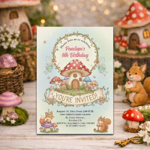Invitation Petite Maison de Fées Champignons 6e Anniversaire