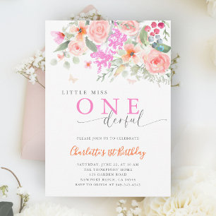 Invitation Petite Miss Onederful Bright Girl 1er anniversaire