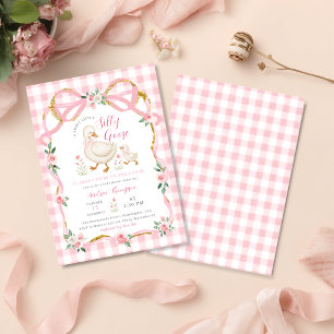 Invitation Petite Oie Ridicule Gingham Rose Floral Baby Showe