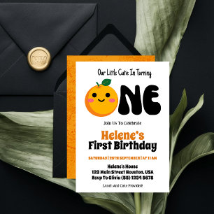 Invitation Petite Orange Citrus Cutie 1er Anniversaire