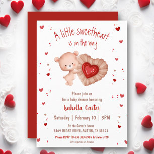 Invitation Petite Ours Petite Amoureuse Baby shower Valentine