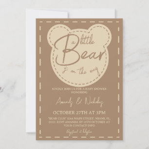 Invitation Petite Ourson Moderne Fête de Naissance Neutre