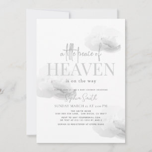 Invitation Petite Paix du Ciel Baby shower nuageux gris