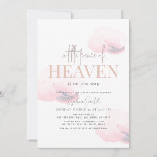 Invitation Petite Paix du Ciel fille Baby shower nuage rose