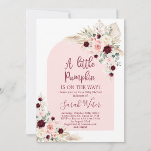 Invitation  Petite pampas citrouille baby shower fille invita