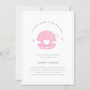 Invitation Petite Pearl Baby Girl Baby shower rose Invitatiat