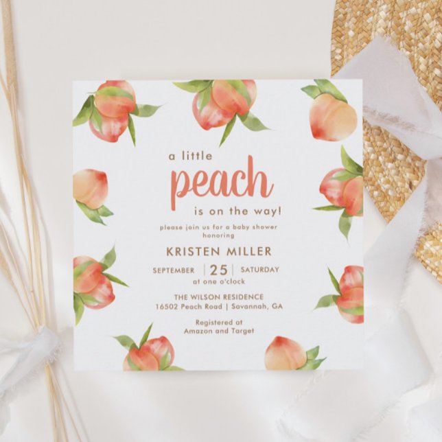 Invitation Petite Pêche Sur Le Chemin Baby shower Peach (Créateur téléchargé)
