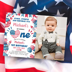 Invitation Petite Pétard 4 Juillet 1er Anniversaire Photo