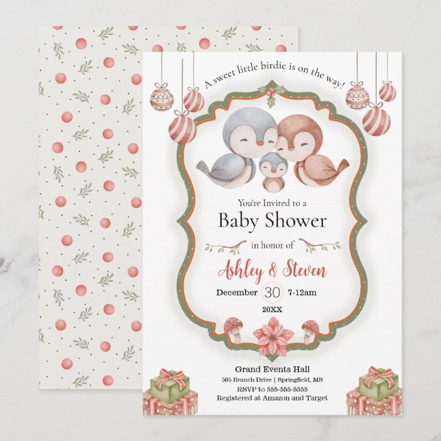 Invitation Petite petite baby shower de bouleau douce invitat (Devant / Derrière)