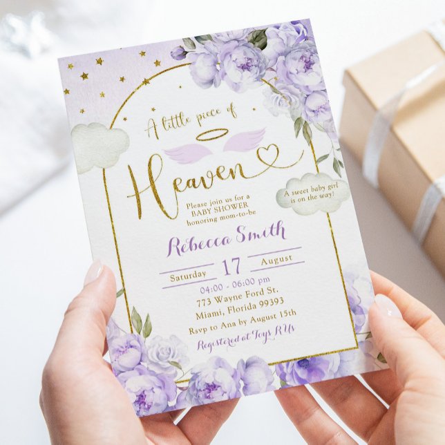 Invitation Petite pièce de Baby shower du Ciel de la fille vi (Créateur téléchargé)