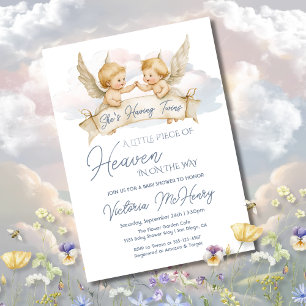 Invitation Petite pièce du Baby shower jumeau Heaven Angel