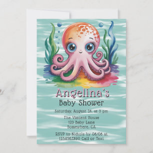 Invitation Petite Pieuvre Sous Le Baby shower De Mer