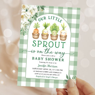Invitation Petite Pousse Baby Shower Vert Genre Neutre