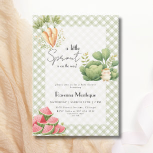 Invitation Petite Pousse Baby Shower Vert Gingham