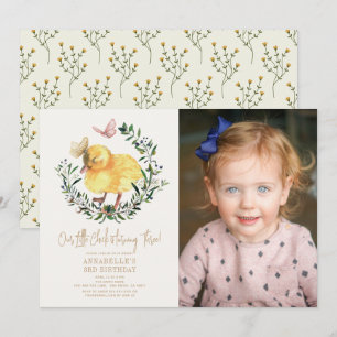 Invitation Petite poussette et papillon fille photo d'anniver