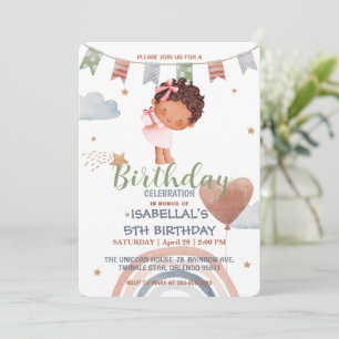 Invitation Petite princesse afro filles Balloon Anniversaire