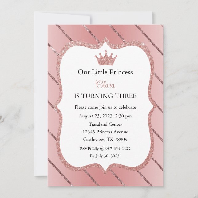 Invitation Petite Princesse, Anniversaire Princess (Devant)