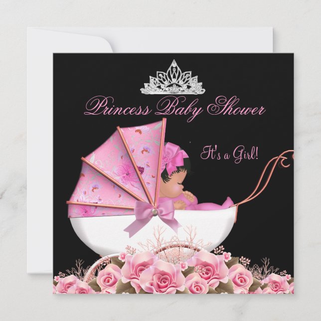 Invitation Petite princesse Baby shower bébé fille rose rose  (Devant)