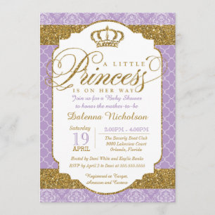 Invitation Petite princesse baby shower de pourpre royal et