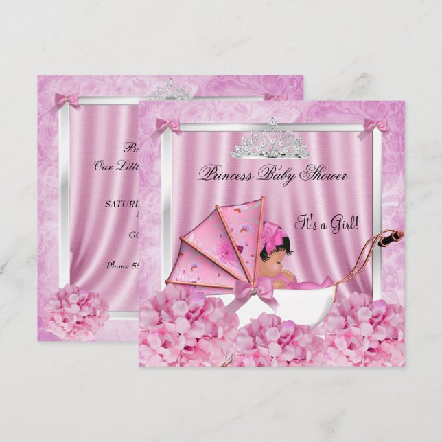 Invitation Petite princesse Baby shower fille Africaine Améri (Devant / Derrière)