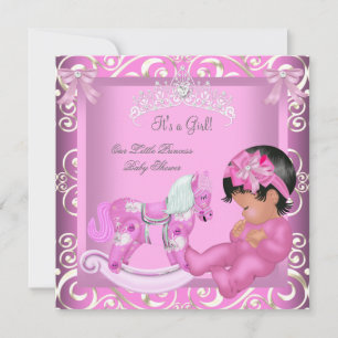Invitation Petite Princesse Baby Shower Fille Cheval à Bascul