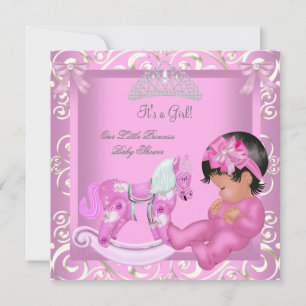 Invitation Petite Princesse Baby Shower Fille Cheval à Bascul