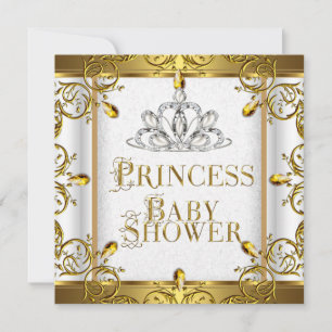 Invitation Petite Princesse Baby Shower Fille Couronne Dorée 