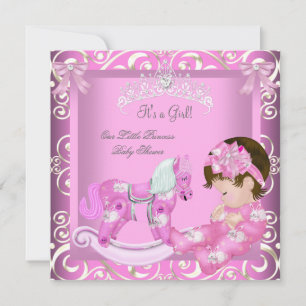 Invitation Petite princesse Baby shower fille Rocking Horse 3