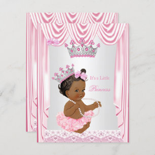 Invitation Petite princesse Baby shower rose ethnique