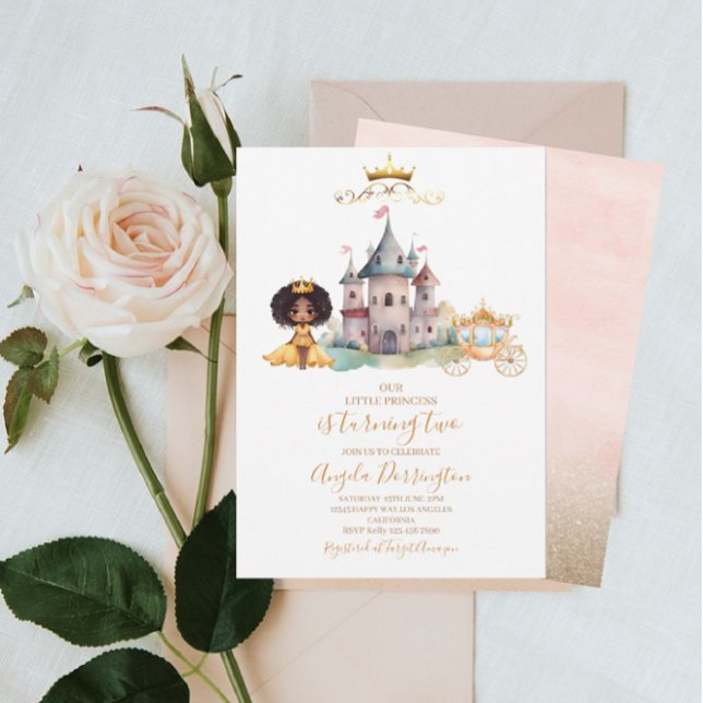 Invitation Petite princesse célébration royale aquarelle (Créateur téléchargé)