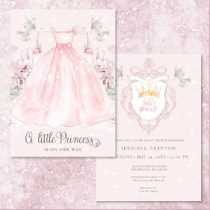 Invitation Petite Princesse en route Fête Prénatale Bébé Rose