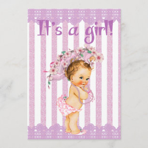 Invitation Petite princesse pourpre et blanche baby shower