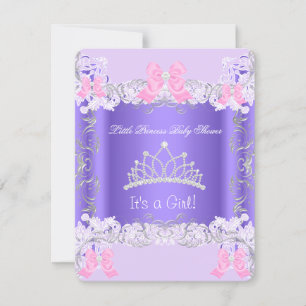 Invitation Petite Princesse Rose Violet Grise Baby Shower