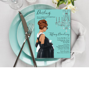 Invitation Petite robe noire Baby shower en verre bleu