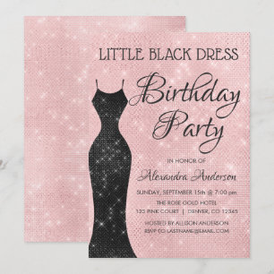 Invitation Petite robe noire Blush rose fête d'anniversaire